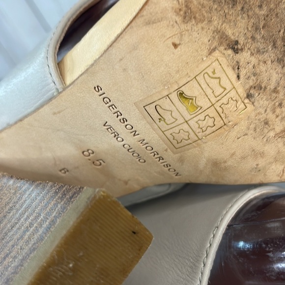 Sigerson Morrison Multi Neutral Colors Poker 2 Strap Heeled Sandals - Picture 8 of 14